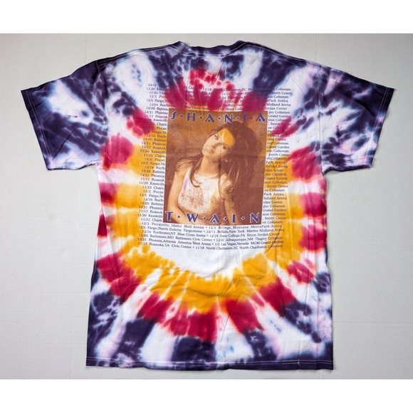 Vintage Shania Twain Tie-Dye Shirt Mens XL 1998 Tour Tee Double Sided - Picture 6 of 7